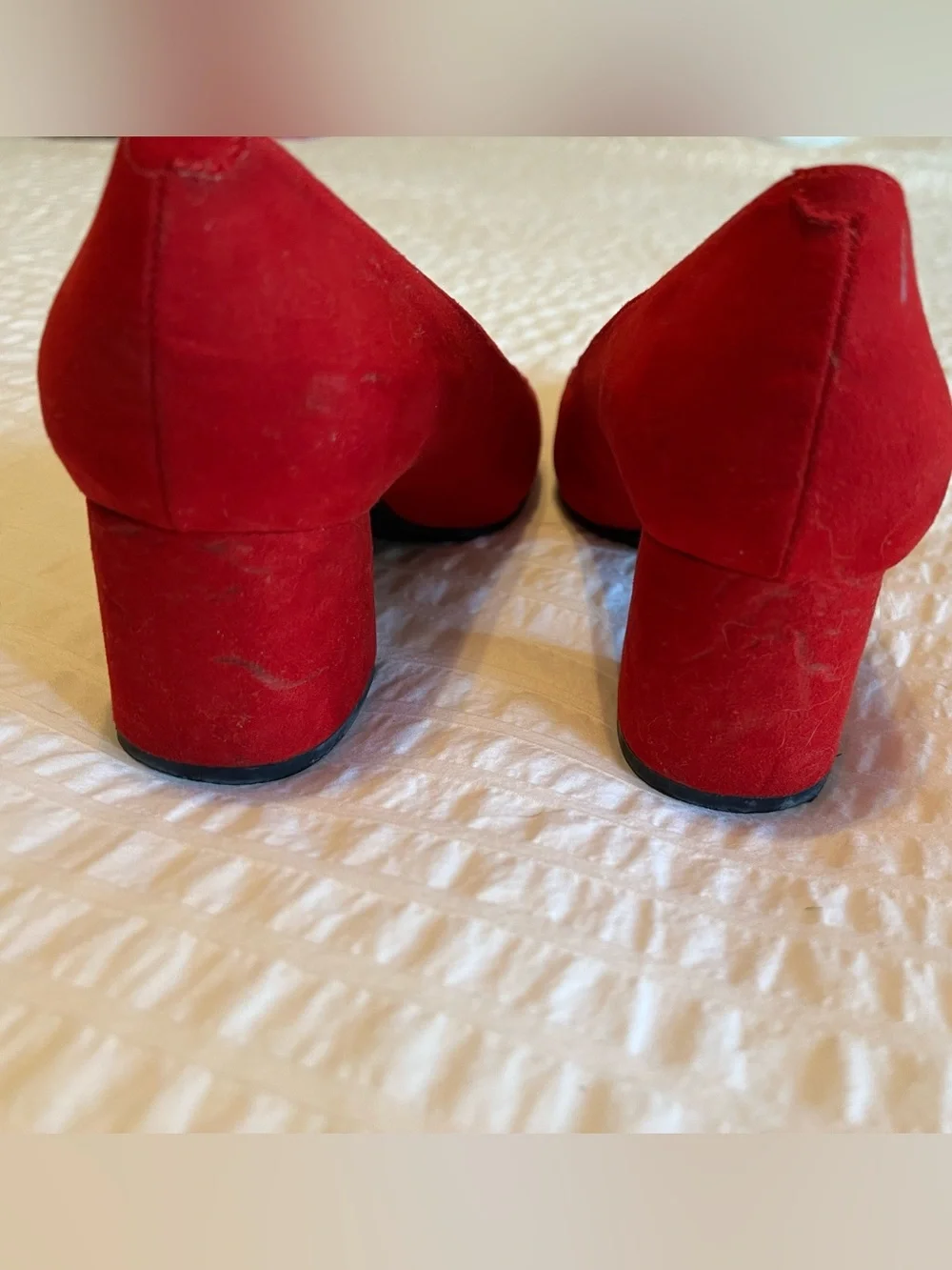 Unisa Red Pointed Block Heel Pumps